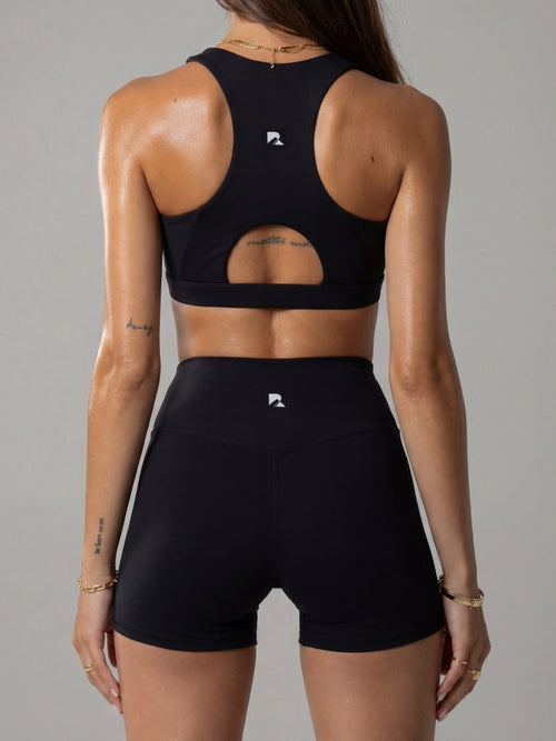 LuxeForm Heart Neckline Sports Bra – Black